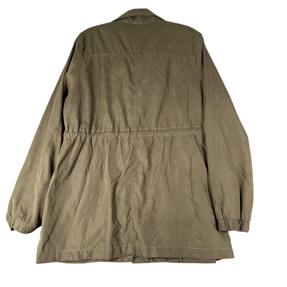 Iris Los Angeles Womens L Green Utility Militar Front Zip Button Jacket - Picture 13 of 13